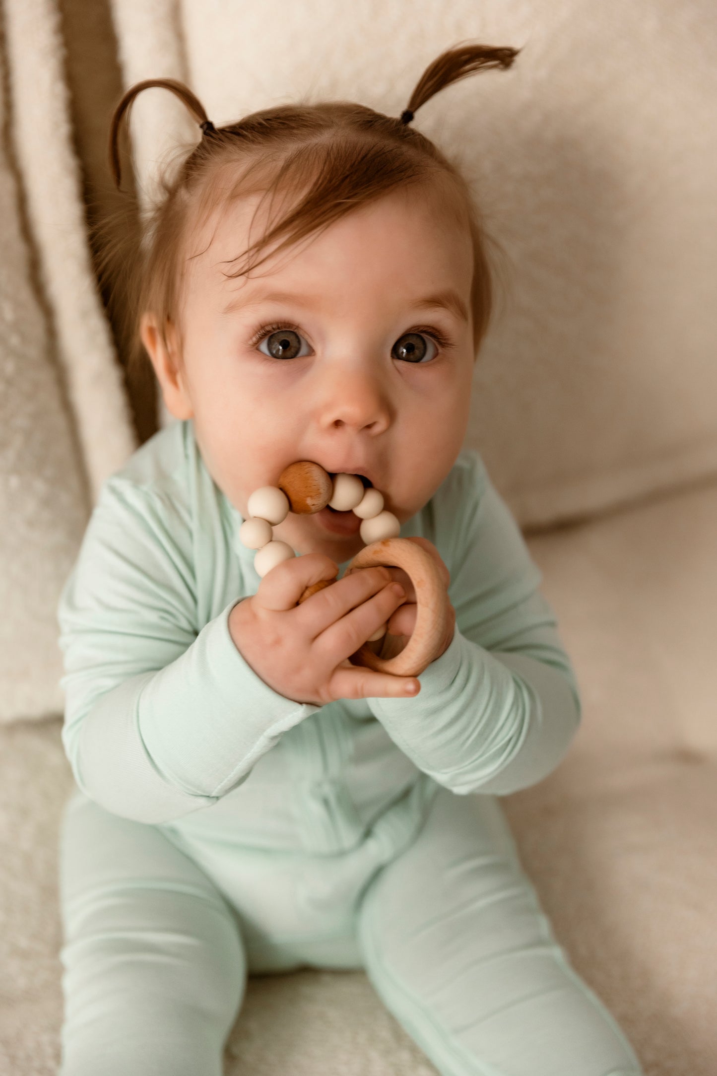 Silicone and Wood Teething Ring